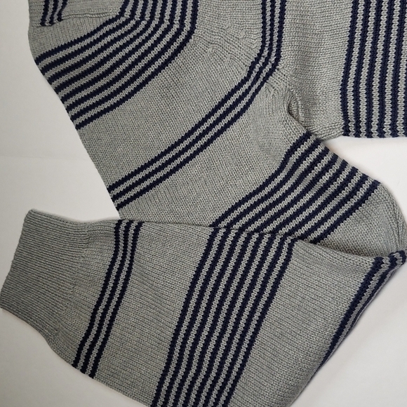 CHAPS Men's Oversized Sweater Size XXL Gray Blue Striped Embroidered Logo NEW - Picture 10 of 13